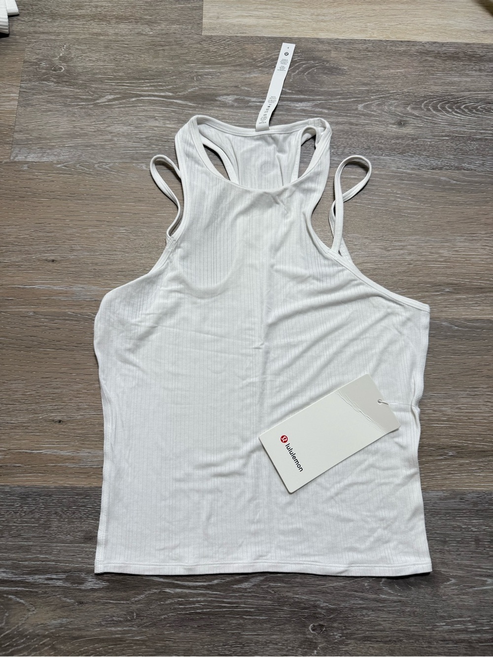 lululemon athletica White Ribbed Racerback Tank